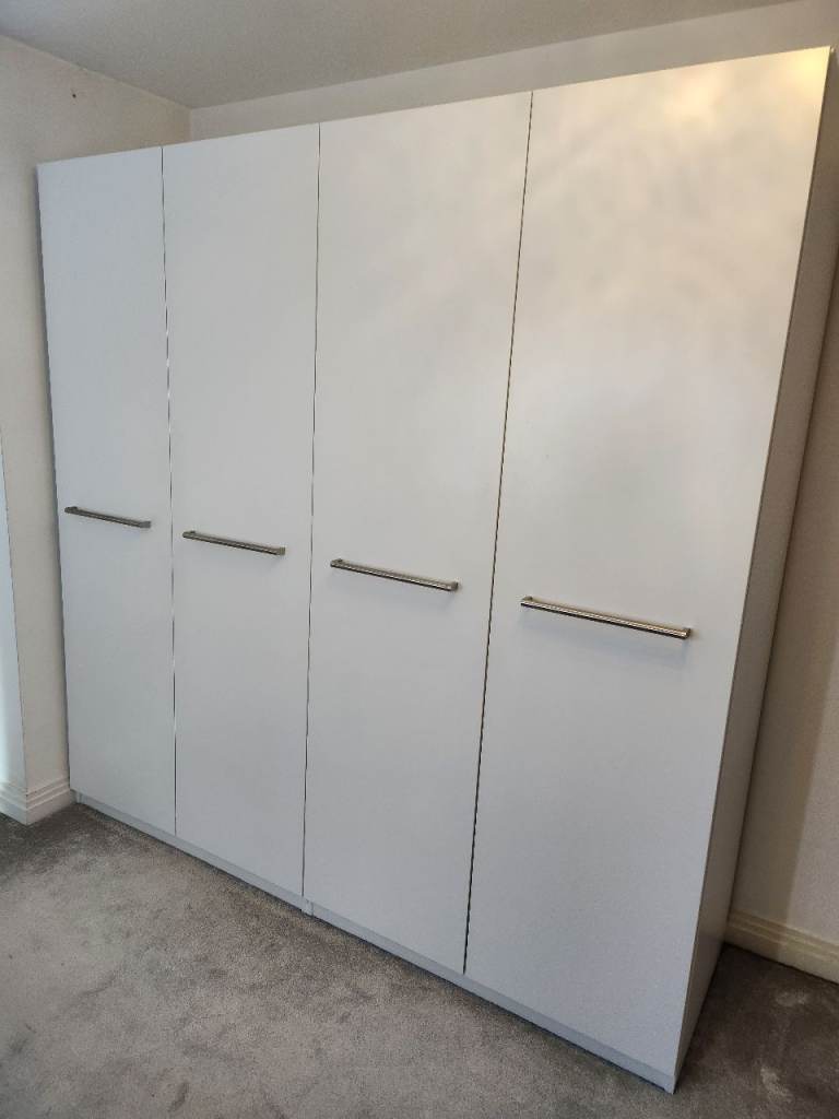 Ikea pax white double wardrobe 