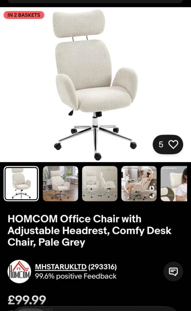 image for Brand New in Box Pale Grey Desk Chair