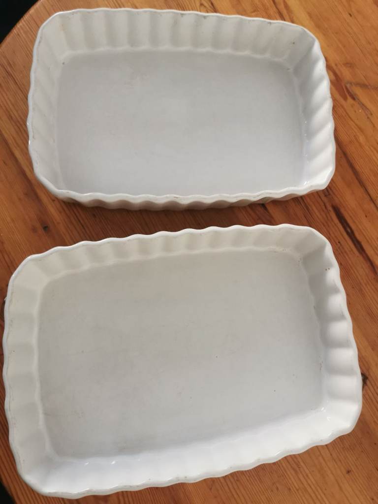 Vintage Simpsons Ovenstone Cookware Fluted Lasagne / Baking Dishes - Set of 2