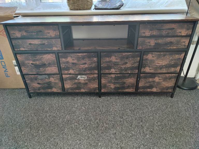 Wood Effect TV Stand Cabinet with Multiple Storage Drawers