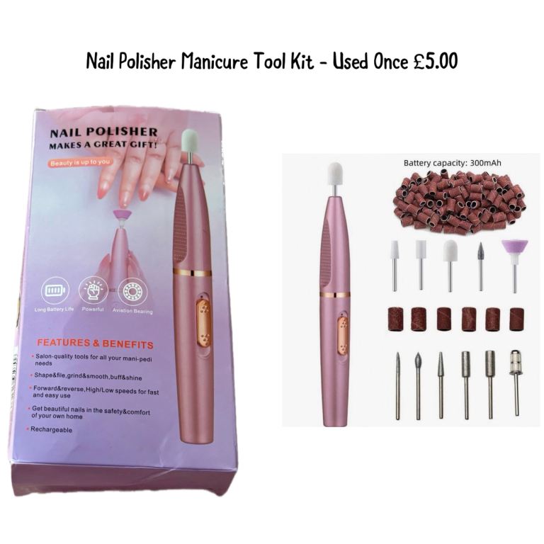 Used Once Electric Nail File, Manicure Pedicure Tool
