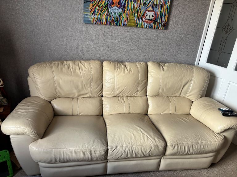 Free cream leather sofa