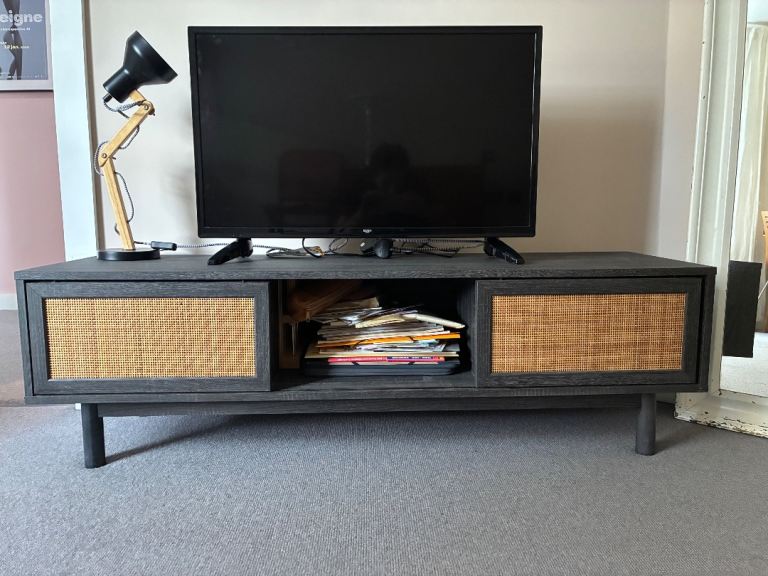 MADE dot com TV stand (TV NOT INCLUDED) with Rattan Doors 