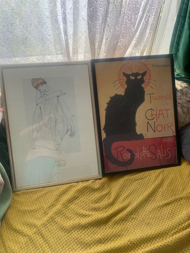Framed Art Prints: Le Chat Noir & Egon Schiele Dancer