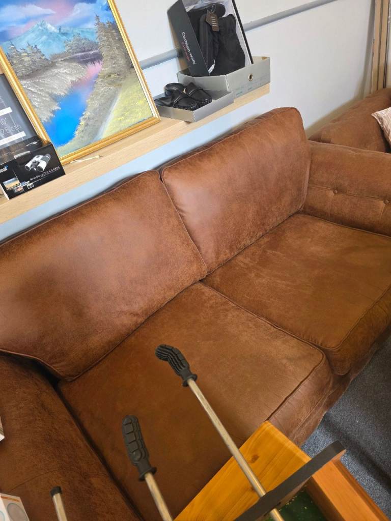 Brown suede 3 plus 2 seater free delivery 