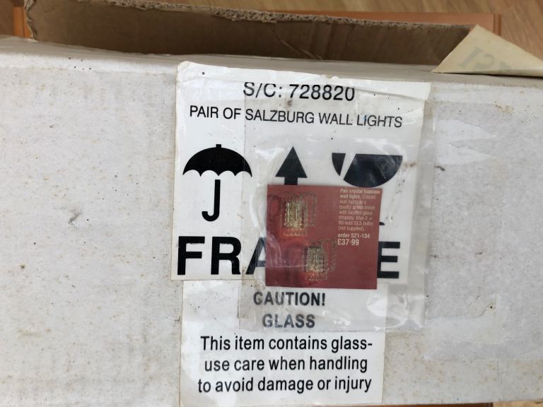 Wall lights x2 new in box 