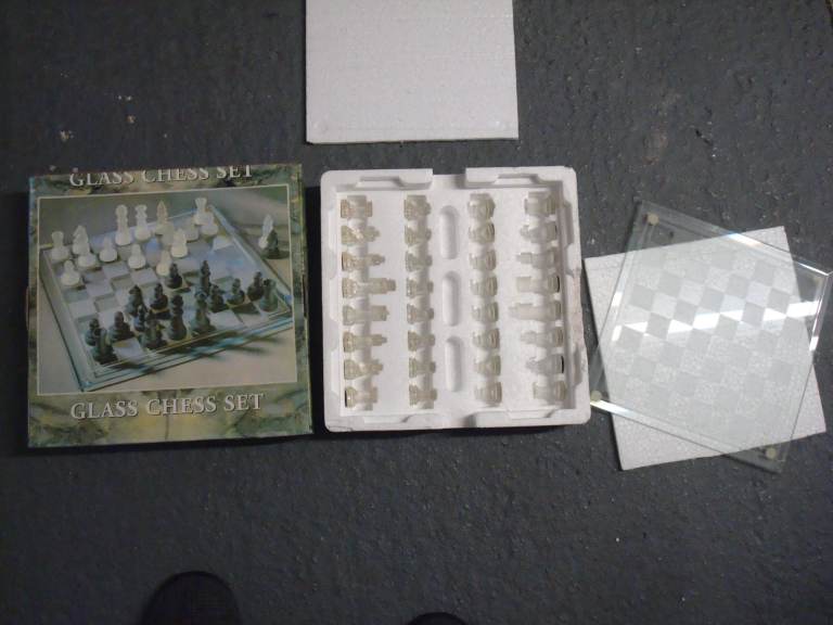 CHESS SET ALL BOXED. GLASS CHESS SET