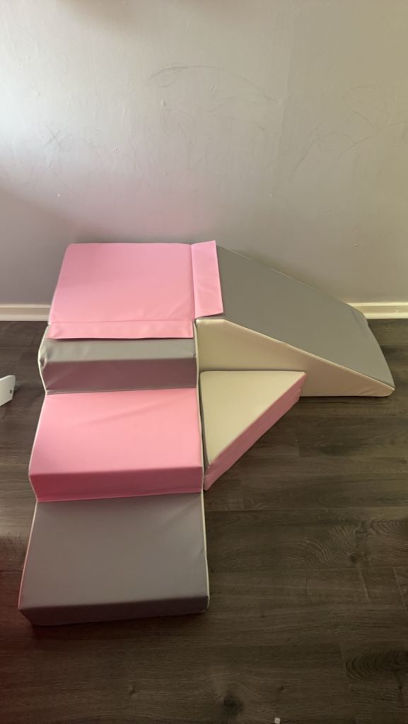 Soft Play Foam Blocks Set – Pink, Grey & White, As New