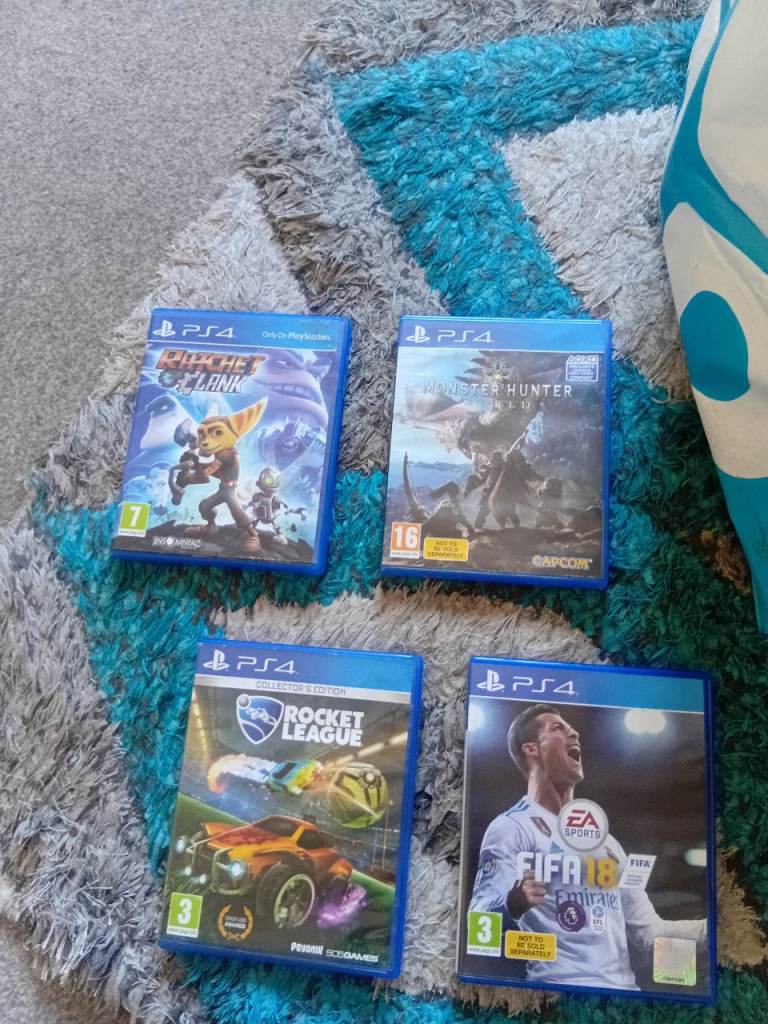 Bundle of Four PS4 Games: Ratchet & Clank, Monster Hunter, Rocket League, FIFA 18