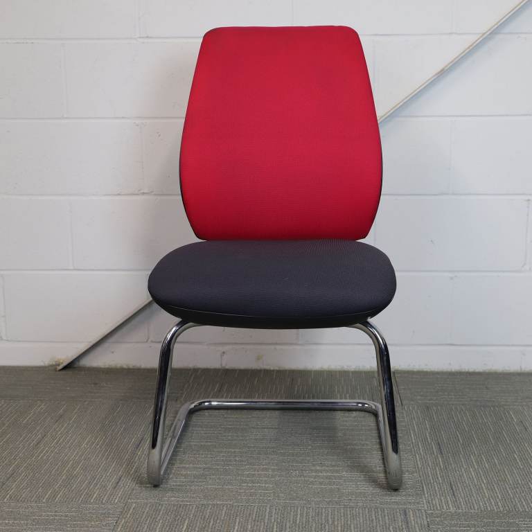 Summit Red Memory Foam Meeting Chair with Chrome Cantilever Legs CH-1371