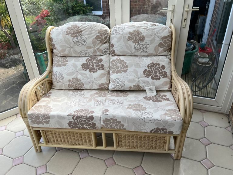 Conservatory furniture 2 x Wicker 2 seater sofa and coffee table