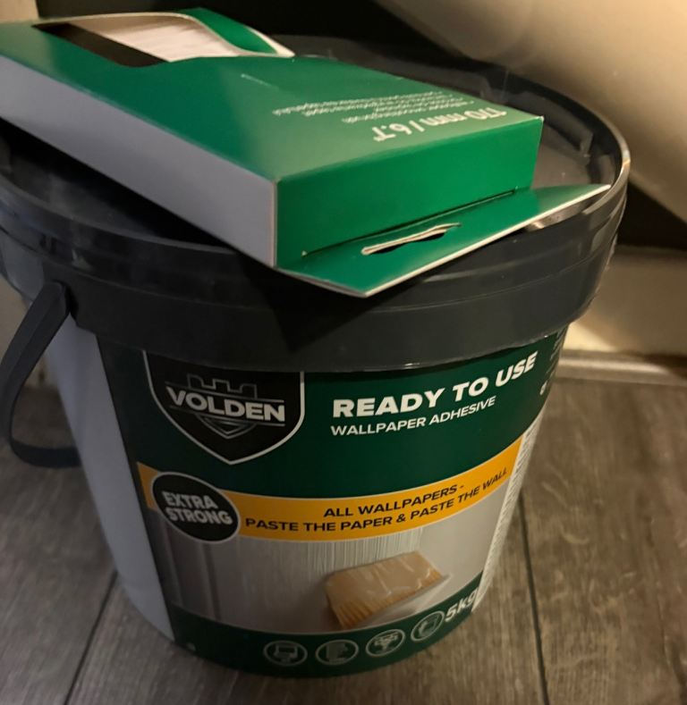 Roll of lining paper tub of paste and brush brand new 