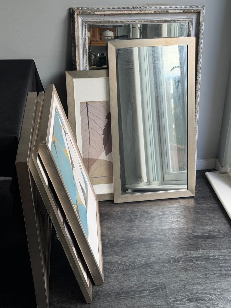 Bundle of large mirrors and picture frames silver grey 