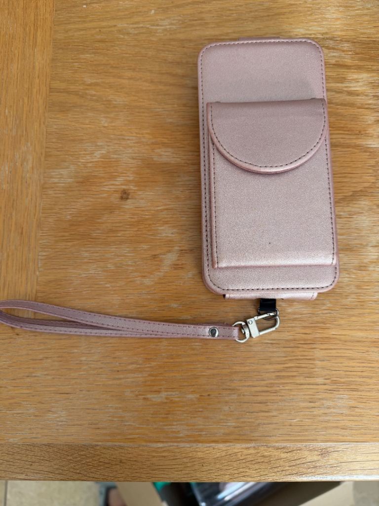 Rose Gold Faux Leather Phone Wallet Case with Wrist Strap