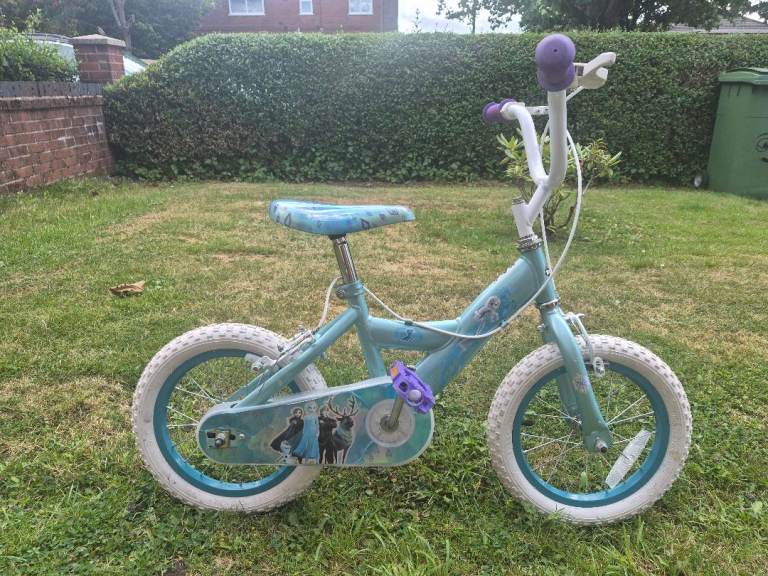 Kids Frozen Bike - Blue with White Tyres, Good Condition