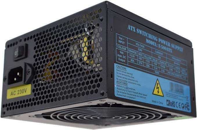 EvoLabs PC Power Supply E-500ATX 500W 120MM Silent Fan Non-Modular PSU