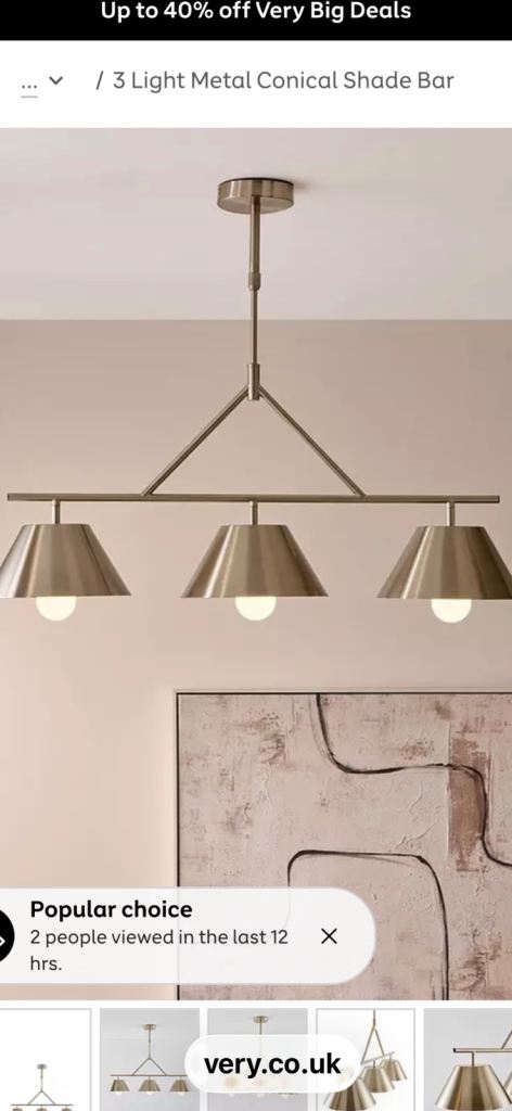 3 Light Metal Conical Shade Bar