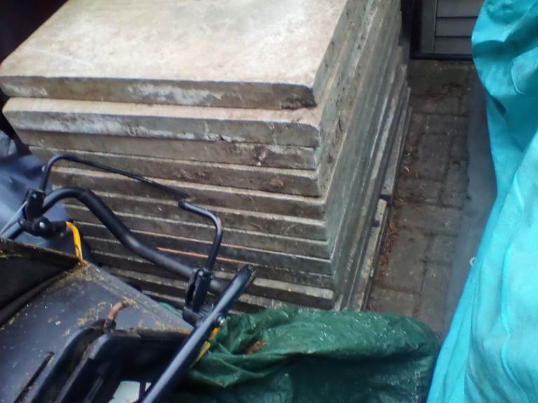 Paving slabs 3 ft by 2 ft 2 in thick heavy slabs used