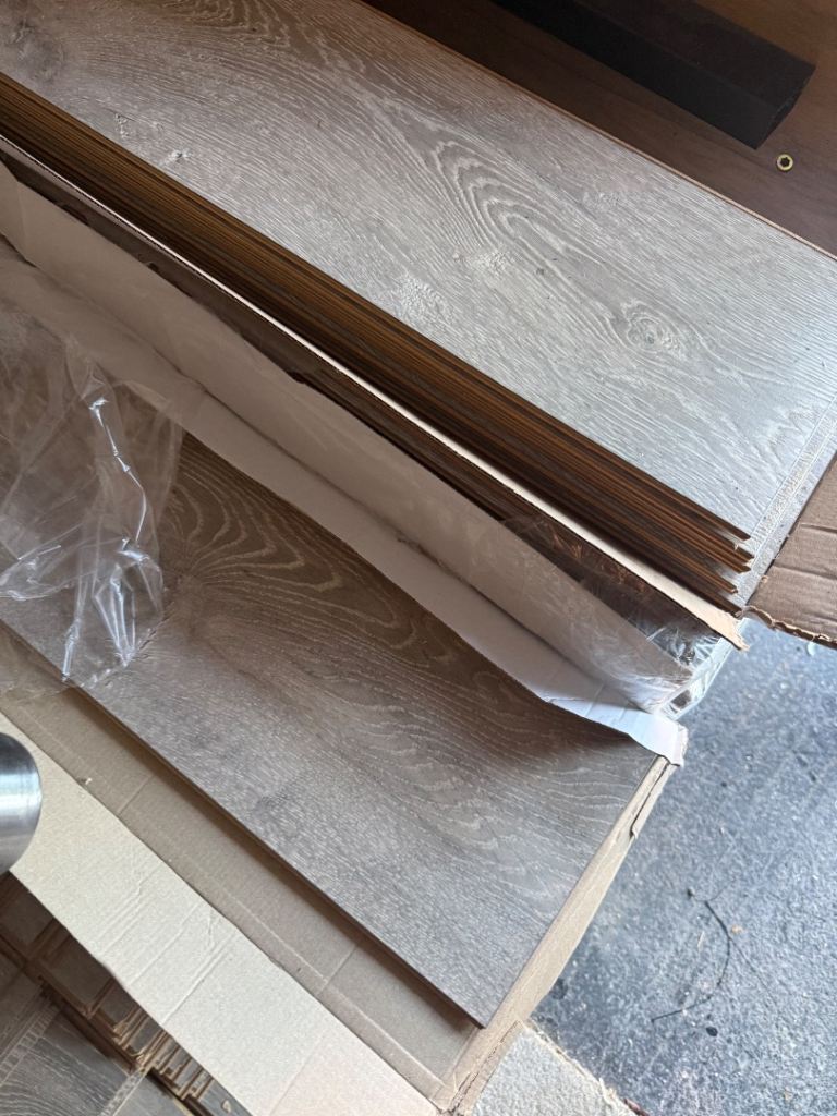 Laminate flooring in a light grey ish wood style , £50.00 for Sale