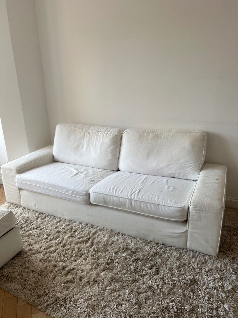 Large white Ikea sofa and storage box 