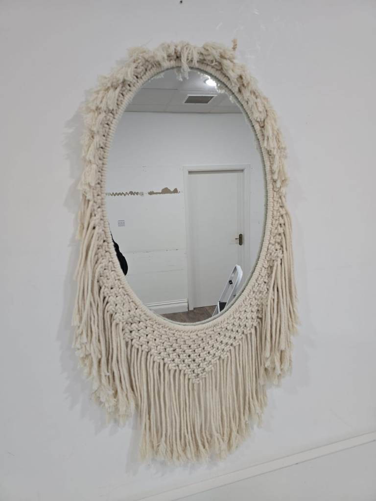 Macramé Mirror cream, Boho interior, home decor