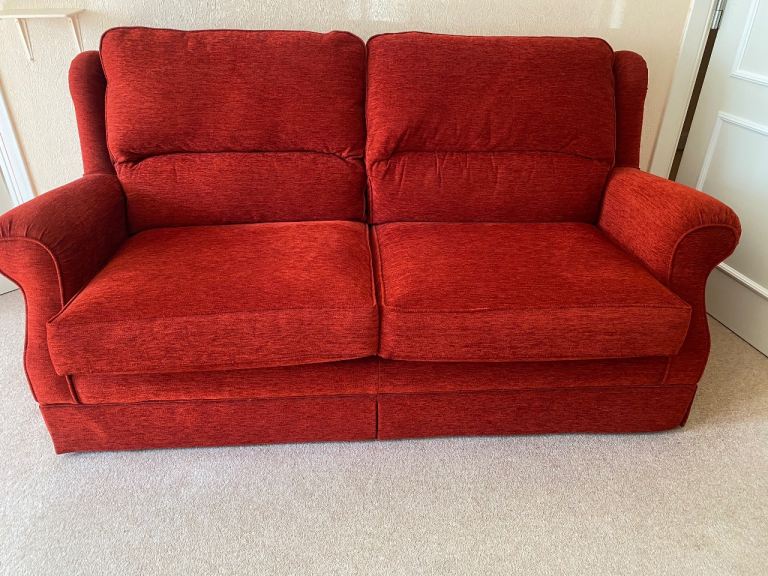 Chenille 3 seater sofa and footstool - excellent condition