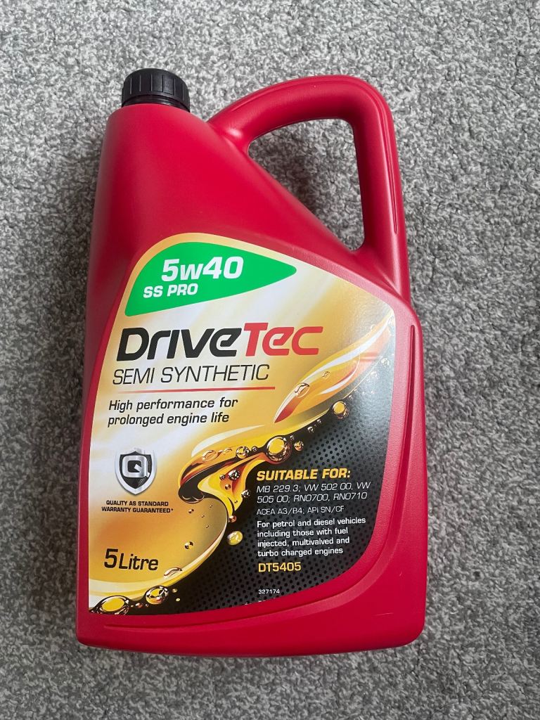 Drivetec 5W-40 SS Pro Semi-Synthetic Engine Oil 5L – Sealed & Unopened