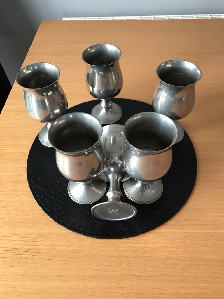 6 Pewter Goblets