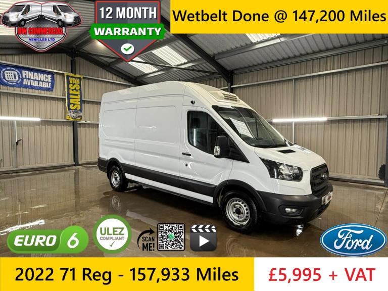 2022 71 Reg Ford Transit 350 L3H3 130BHP EcoBlue Fridge Van + VAT