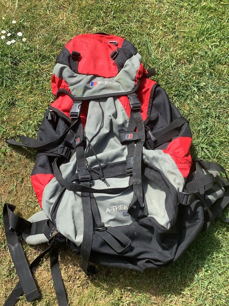 ⛺️ BERGHAUS A-TREK 65L HIKING 🥾 BACKPACK 🎒 RED/BLACK/GREY
