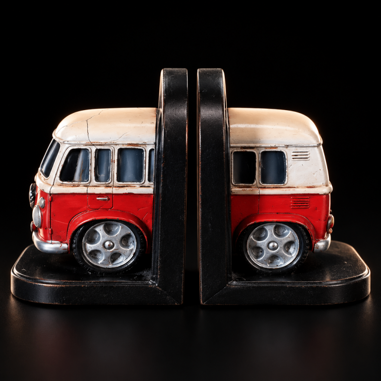 VW Camper Van Bookends – Red & Cream, As Good As New