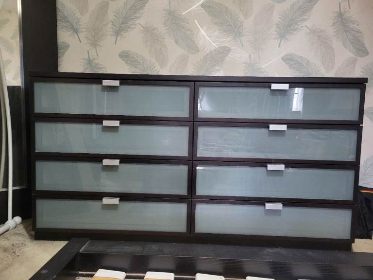 Chest of Drawers with Glass Fronts – Fair Condition
