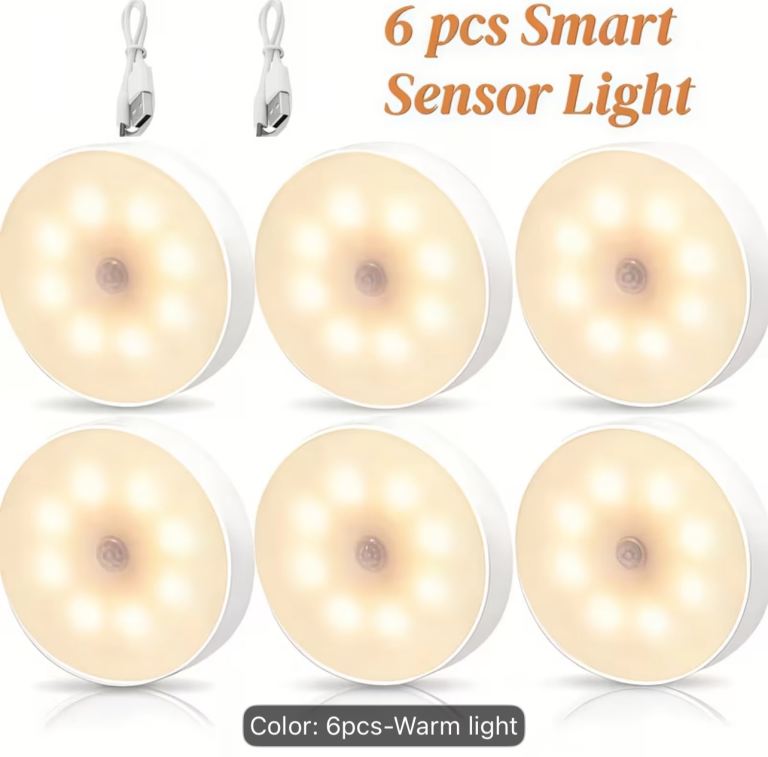 6 Pcs Smart Sensor Warm LED Lights – New