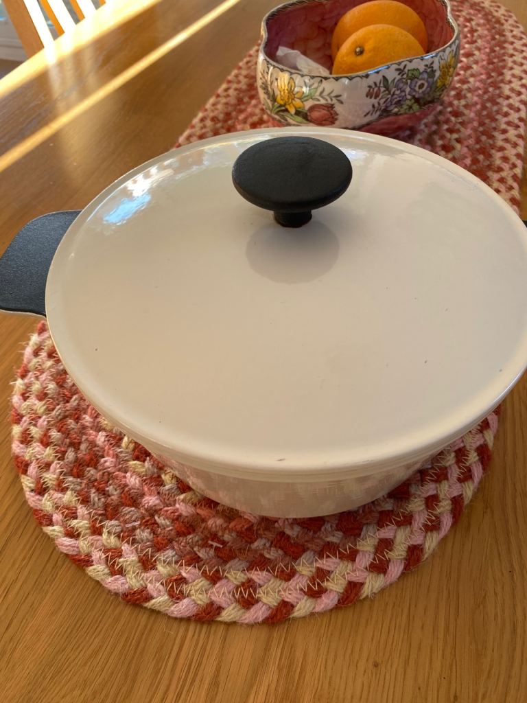 Cream cast iron pot