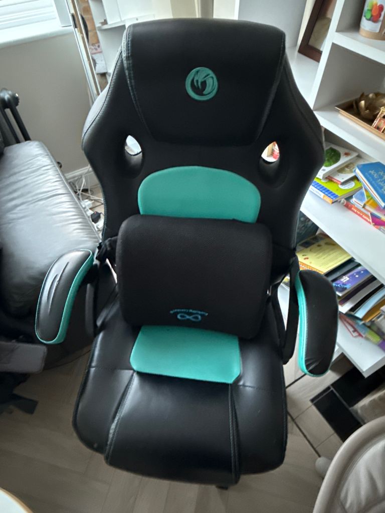 Gaming Chair - Black and Teal, Good Condition collection only