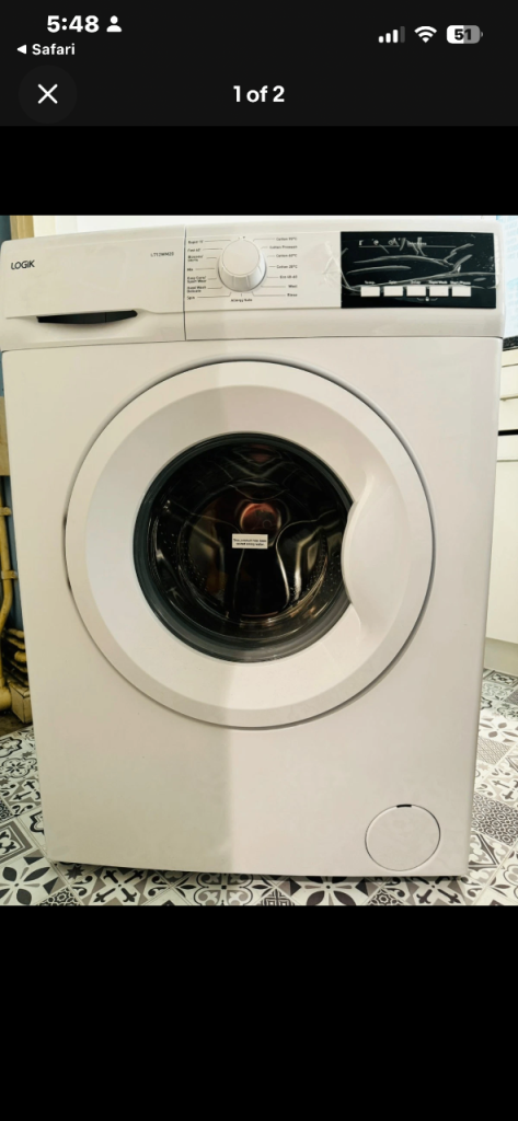 Logik L712WM20 Washing Machine – White, Good Working Order