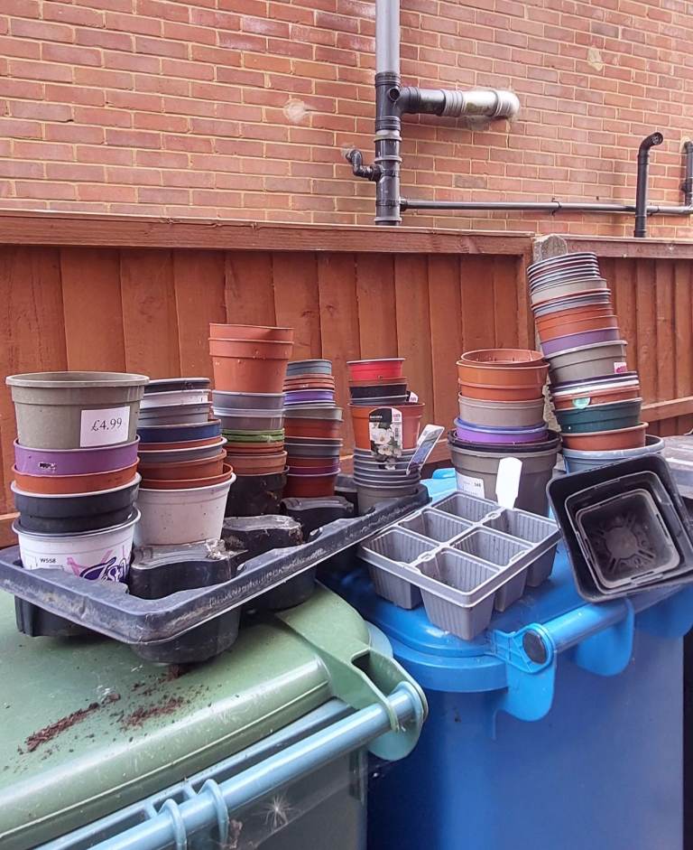Large Job Lot of Mixed Garden Plant Pots and Seed Trays