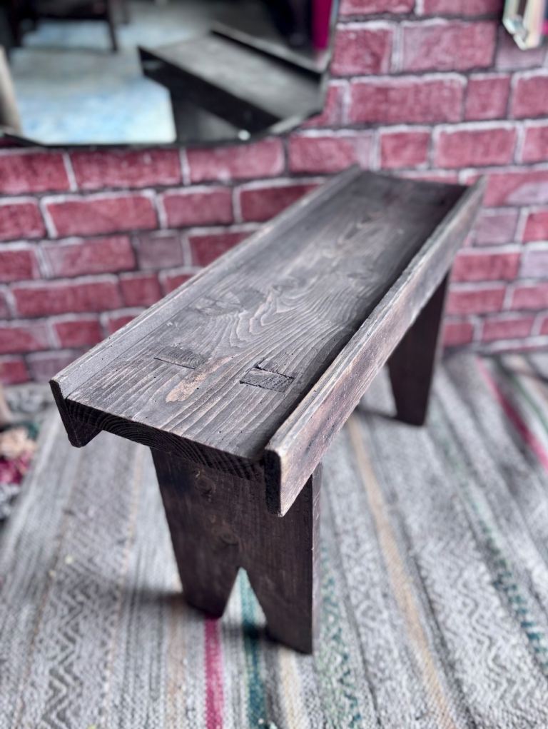 An Antique Rustic wooden Milking stool,step,stool