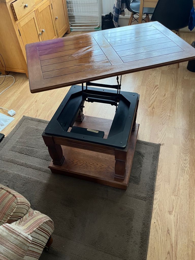 Wooden Coffee Table - Brown, Extends Up