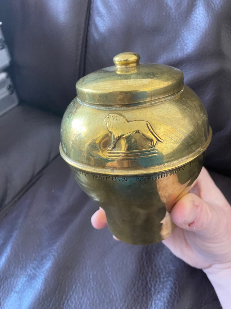 Vintage Lipton's Tea Caddy, Brass - British Empire Exhibition 1924