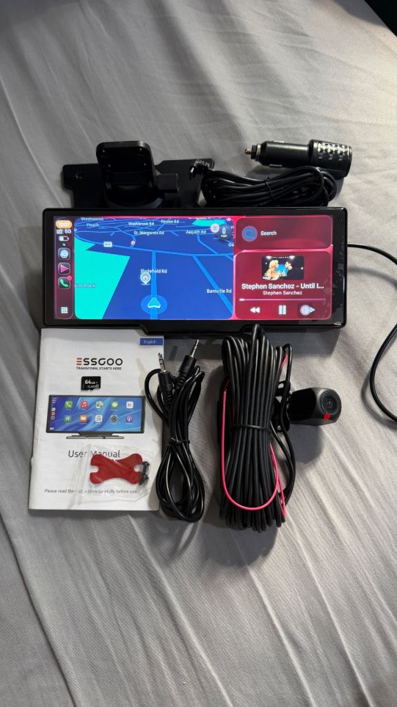10.26" Wireless Apple CarPlay & Android Auto Screen with Front & Rear/Reverse Camera