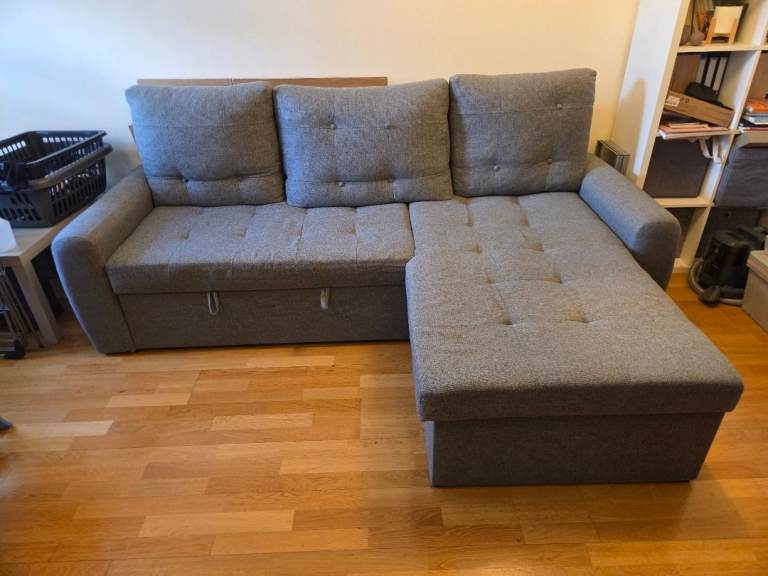 🛋️ Grey Corner Sofa with Storage – Used, Good Condition