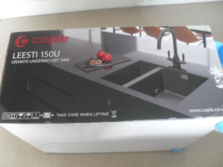 CAPLE kitchen sink in dark grey brand new to fit into quartz/granite worktop in box.
