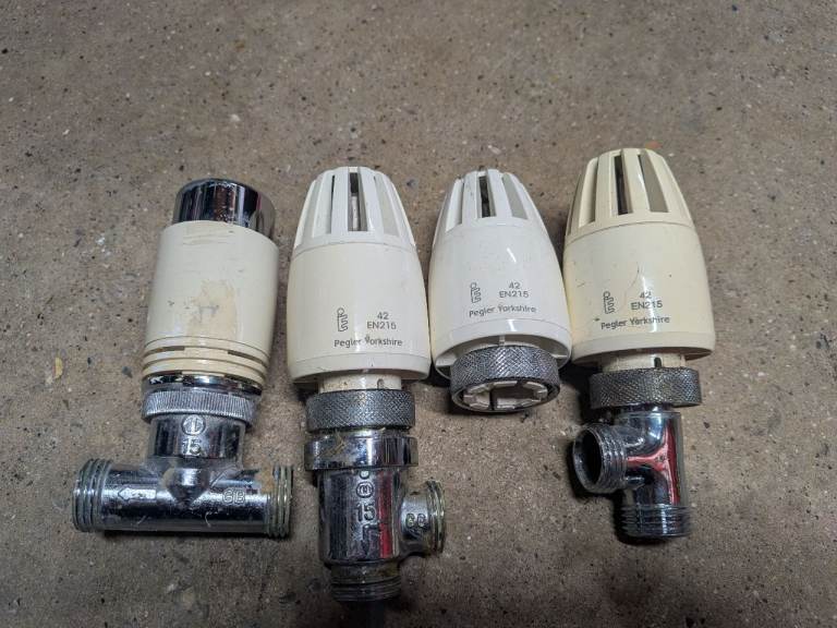 4x TRV heads - Pegler Terrier, Drayton TRV4 - thermostatic radiator valves 
