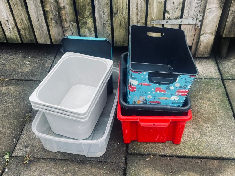 Assorted Plastic Storage Boxes and Crates – Good Condition