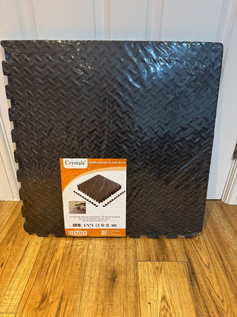 Multi purpose x 4 black interlocking gym garage home floor tiles x 8 