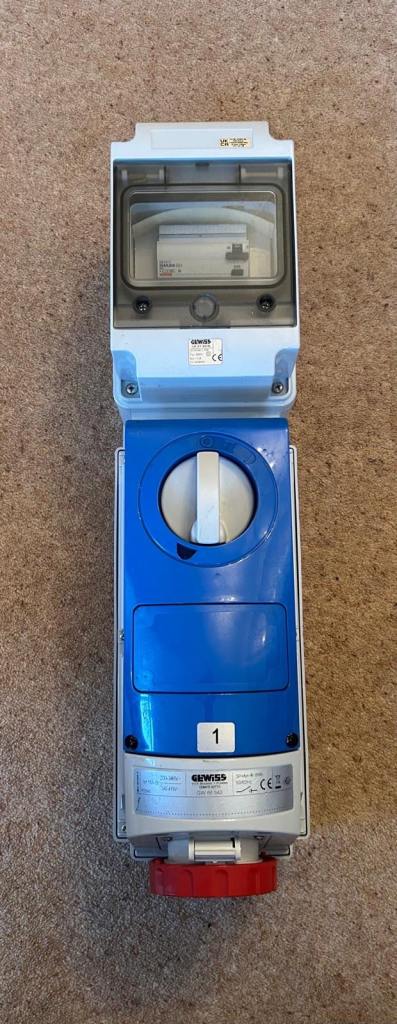 NEW Gewiss 415V Interlocked Socket with 25A RCD