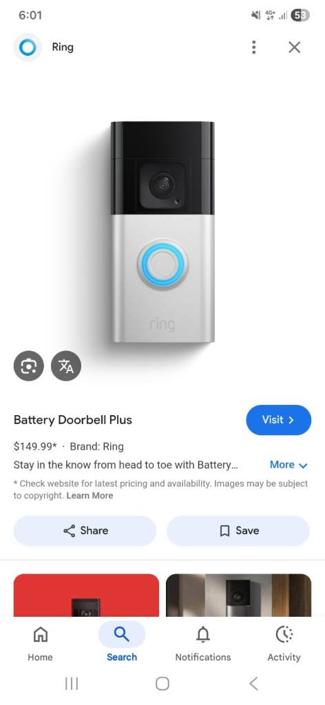 Ring door bell camera