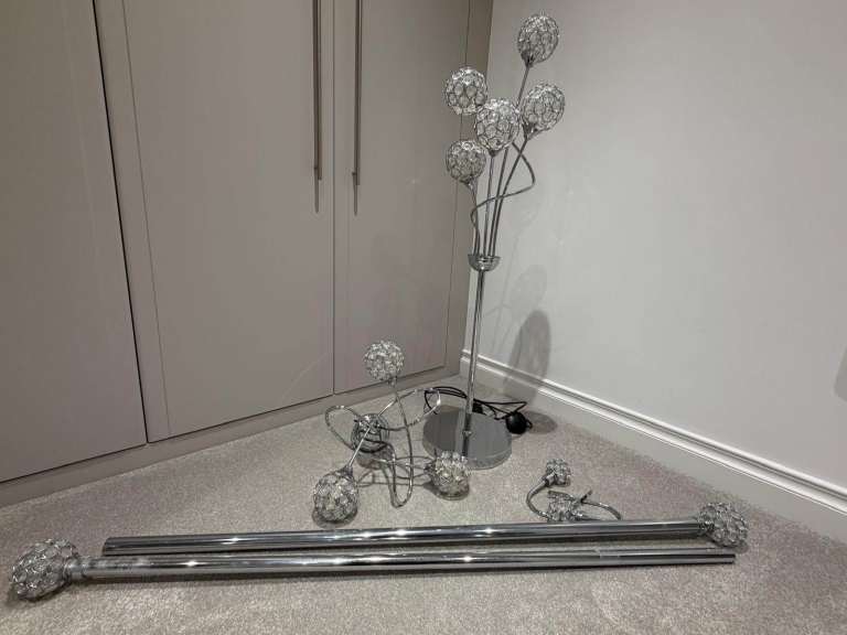 Dunhelm Glass Bauble Lamp, Light and Curtain Pole Set