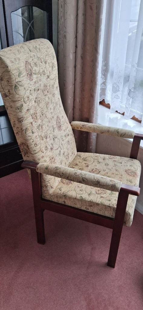 High back fireside chair